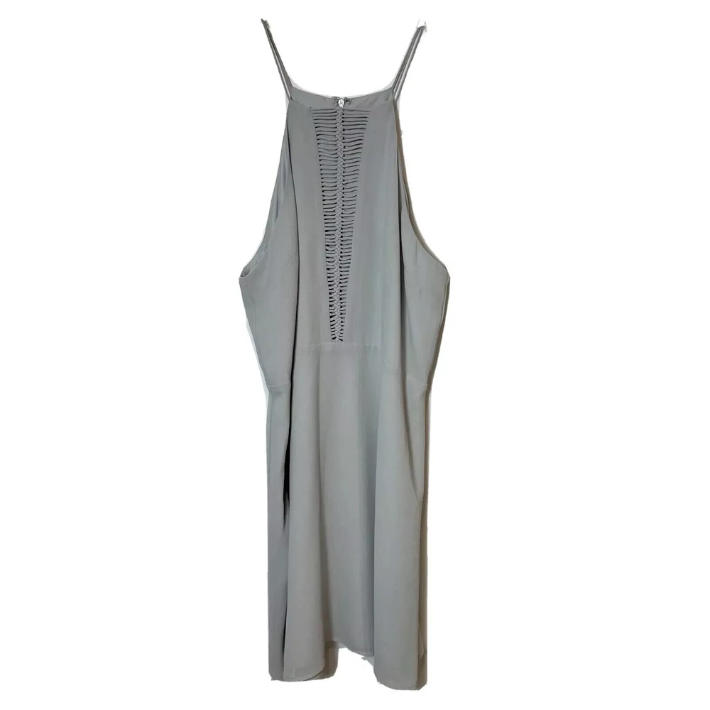 Naked Zebra Halter‎ Tank Mini Dress Womens Size L Gray Sleeveless Front Cutout